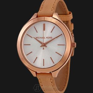 Michael Kors MK2284 Runway Silver Dial Brown Leather Strap Watch