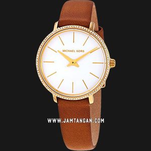 Michael Kors MK2801 Pyper White Dial Brown Leather Strap  display picture 2