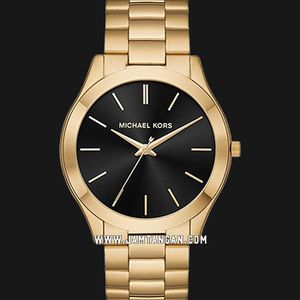 Michael Kors Slim Runway MK8621 Black Dial Gold Stainless Steel Strap