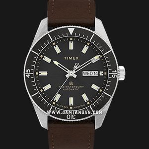 Timex Waterbury TW2V24800 Dive Automatic Black Dial Brown Leather 