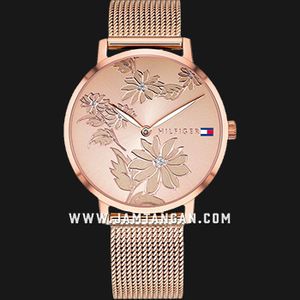 Tommy Hilfiger Pippa 1781922 Ladies Floral Dial Rose Gold Mesh