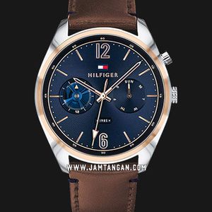 Tommy Hilfiger 1791549 Deacan Men Blue Dial Brown Leather Strap
