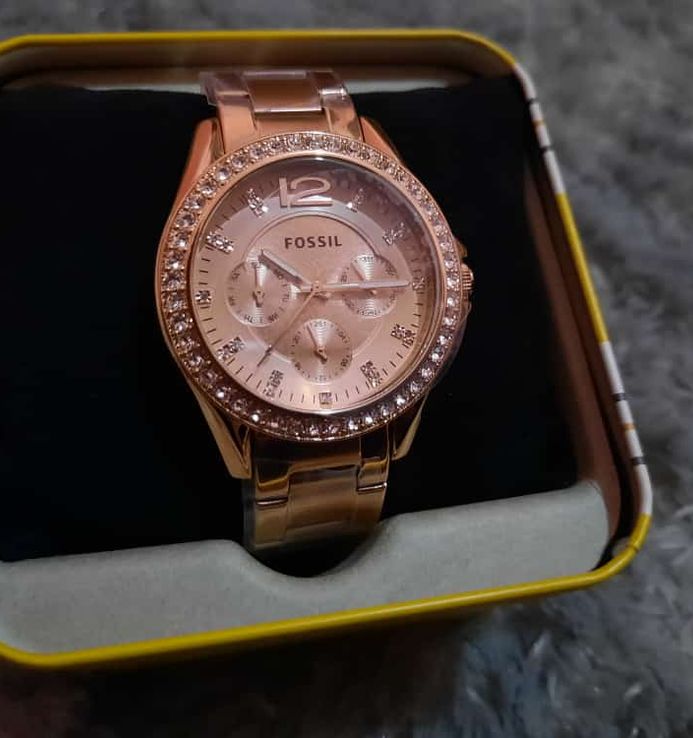 Fossil riley rose gold on sale
