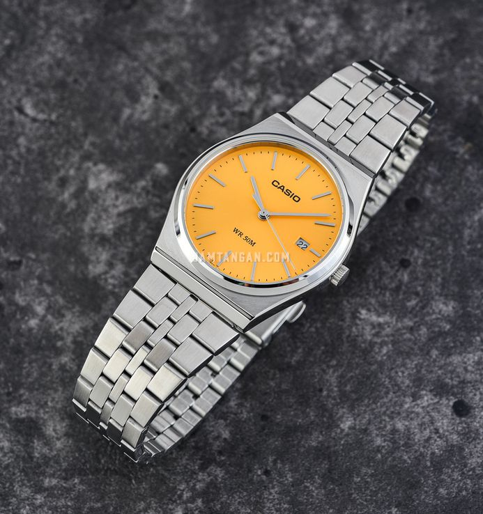 Casio General MTP B145D 9AVDF Yellow Dial Stainless Steel Band casio-general-mtp-b145d-9avdf-yellow-dial-stainless-steel-band