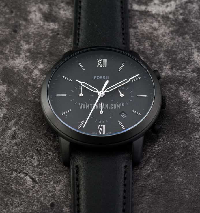 Fossil Neutra FS5503 Chronograph Black Dial Black Leather Strap ...