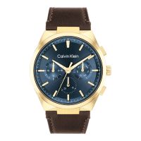 Calvin Klein Distinguish 25200445 Men Multifunction Blue Dial Brown ...