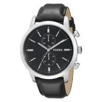 Fossil FS4866 Townsman Chronograph Black Dial Black Leather Strap