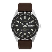 Timex Waterbury TW2V24800 Dive Automatic Black Dial Brown Leather
