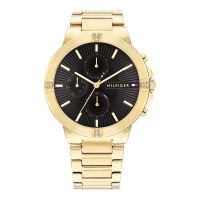 Tommy Hilfiger Talia 1782380 Black Dial Gold Stainless Steel Strap ...