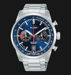 Alba Signa A4B005X1 Chronograph Men Blue Black Dial Stainless Steel Strap