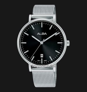 Alba Fashion AG8N85X1 Ladies Black Dial Stainless Steel Mesh Strap