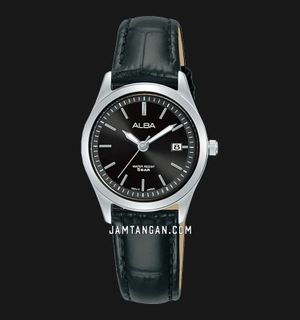 Alba Prestige AH7CG5X1 Ladies Black Dial Black Leather Strap