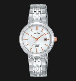 Alba Prestige AH7N47X1 Ladies Silver White Dial Stainless Steel Strap