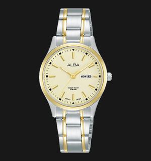 Alba Prestige AN8056X1 Ladies Beige Analog Dial Dual Tone Stainless Steel Strap