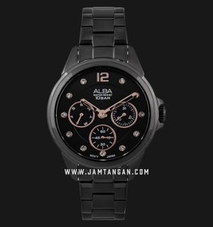 Alba Active AP6629X1 Ladies Black Dial Black Stainless Steel Strap