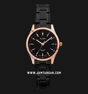 Alba Prestige ARX024X1 Ladies Black Dial Black Stainless Steel Strap