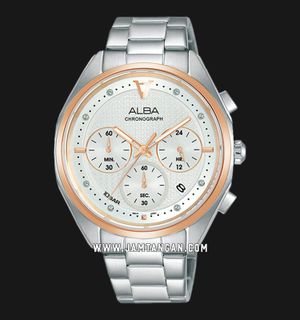 Alba Active AT3G90X1 Chronograph Men Silver Patterned Dial Stainless Steel Strap