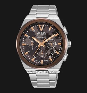 Alba Signa AT3H49X1 Chronograph Brown Patterned Dial Stainless Steel Strap
