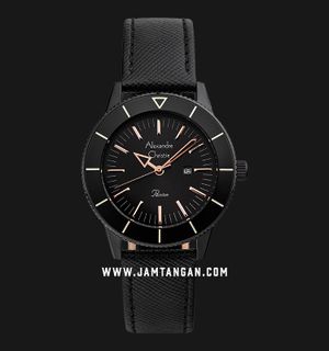 Alexandre Christie Passion AC 5002 LD LIPBARG Ladies Black Dial Black Leather Strap