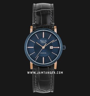 Alexandre Christie Classic AC 8344 LD LURBU Ladies Blue Dial Black Leather Strap