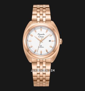 Alexandre Christie Classic Steel AC 8702 LD BRGSL Ladies Silver Dial Rose Gold Stainless Steel Strap