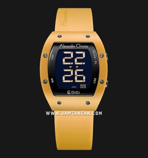 Alexandre Christie Digi AC 9360 LH RIGBAYL Ladies Black Digital Dial Yellow Rubber Strap