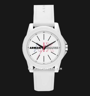 Armani Exchange AX4372 Ladies White Dial White Silicone Strap