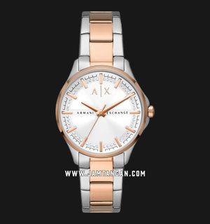 Armani Exchange AX5258 Ladies Silver Dial Dual Tone Stainless Steel Strap