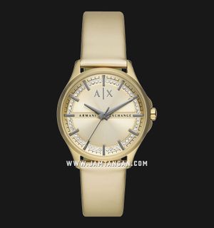 Armani Exchange AX5271 Ladies Gold Dial Gold Polyurethane Strap