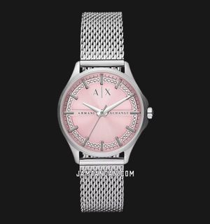 Armani Exchange AX5273 Ladies Pink Dial Stainless Steel Mesh Strap