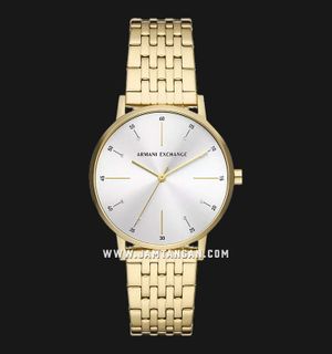 Armani Exchange AX5579 Ladies White Dial Gold Stainless Steel Strap