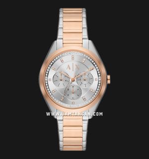 Armani Exchange AX5655 Ladies Silver Dial Dual Tone Stainless Steel Strap