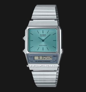 Casio General AQ-800EC-2ADF Vintage Baby Blue Digital Analog Dial Stainless Steel Band