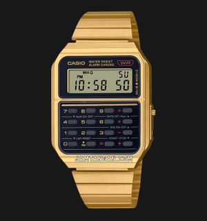 Casio General CA-500WEG-1ADF Vintage Calculator Digital Dial Gold Stainless Steel Band