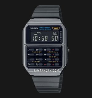 Casio General CA-500WEGG-1BDF Vintage Calculator Digital Dial Black Stainless Steel Band