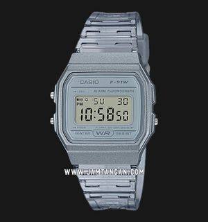 Casio General F-91WS-8DF Digital Dial Light Black Clear Resin Band