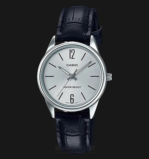 Casio General LTP-V005L-7BUDF Silver Dial Black Leather Band