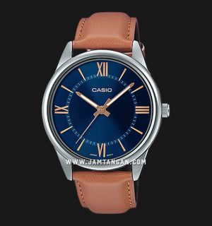 Casio General MTP-V005L-2B5UDF Blue Dial Tan Leather Band