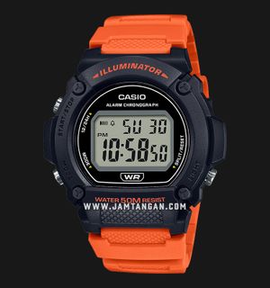 Casio General W-219H-4AVDF Digital Dial Orange Resin Strap