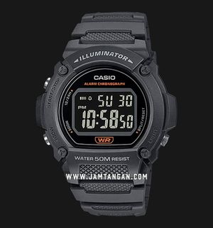 Casio General W-219H-8BVDF Black Digital Dial Grey Resin Band