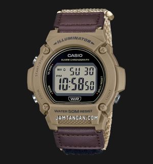 Casio General W-219HB-5AVDF Men Digital Dial Brown Cloth Strap