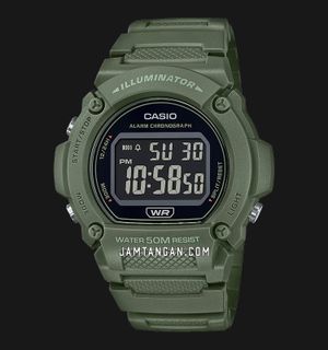 Casio General W-219HC-3BVDF Digital Dial Green Resin Band