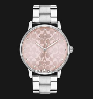 Coach Grand 14503406 Ladies Pink Pattern Dial Stainless Steel Strap
