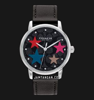 Coach Grand 14503847 Ladies Black Pattern Dial Black Leather Strap