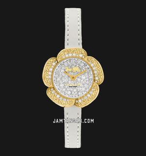 Coach Tearose 14504322 Ladies Diamond Silver Gold Dial Light Grey Leather Strap