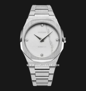 D1 Milano Ultra Thin D1-UTBL13 White and Grey Marble Patterns Dial Stainless Steel Strap