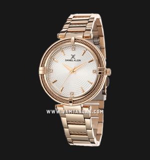 Daniel Klein DK112401-4 Ladies Silver Dial Rose Gold Stainless Steel Strap