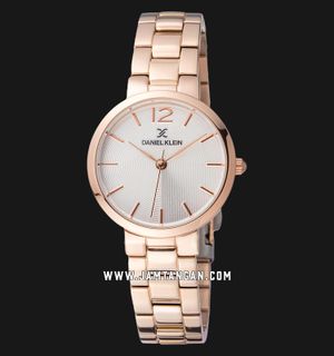 Daniel Klein Fiord DK11961-2 Ladies Silver Dial Rose Gold Stainless Steel Strap