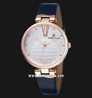 Daniel Klein Premium DK11963-3 Ladies Silver Dial Navy Leather Strap