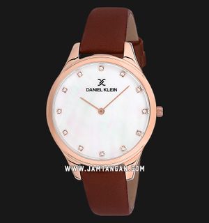 Daniel Klein Fiord DK12091-2 Ladies Mother of Pearl Dial Brown Leather Strap